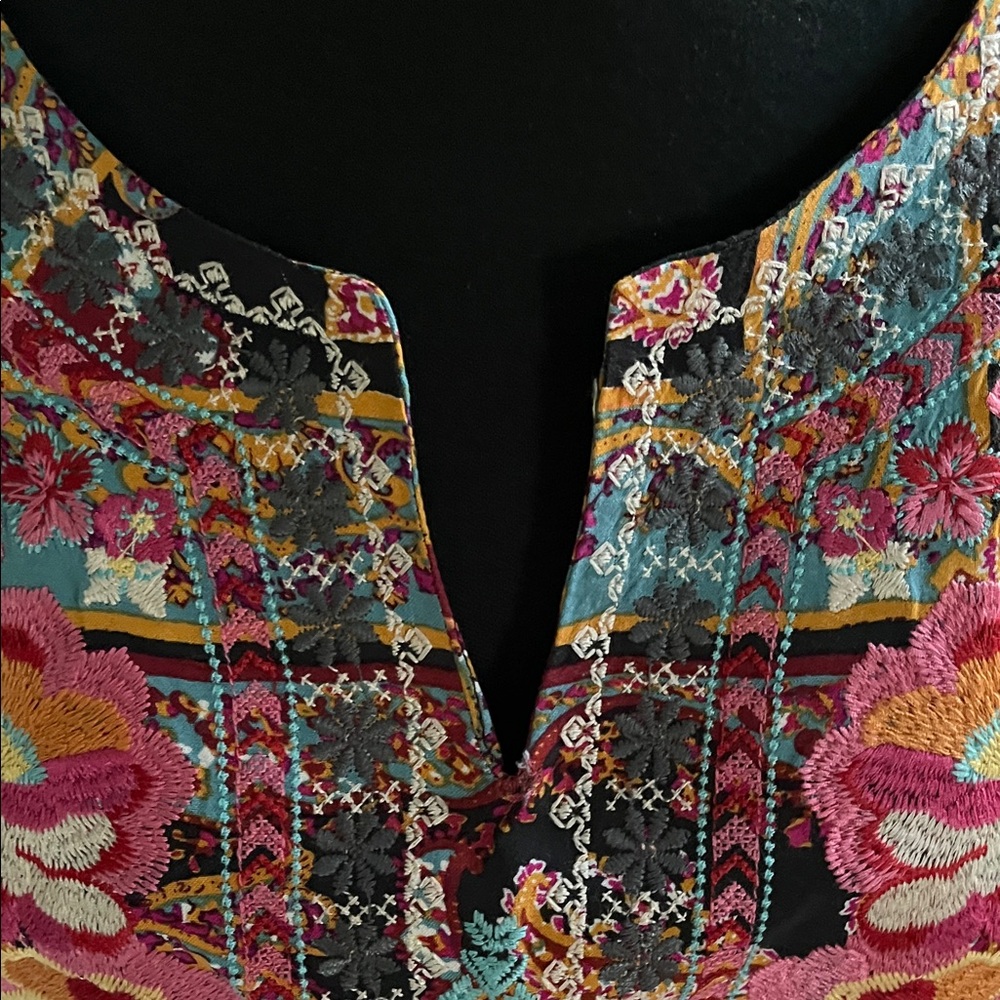 Savanna Jane Burgundy Multi Floral Tunic Blouse - Picture 3 of 6